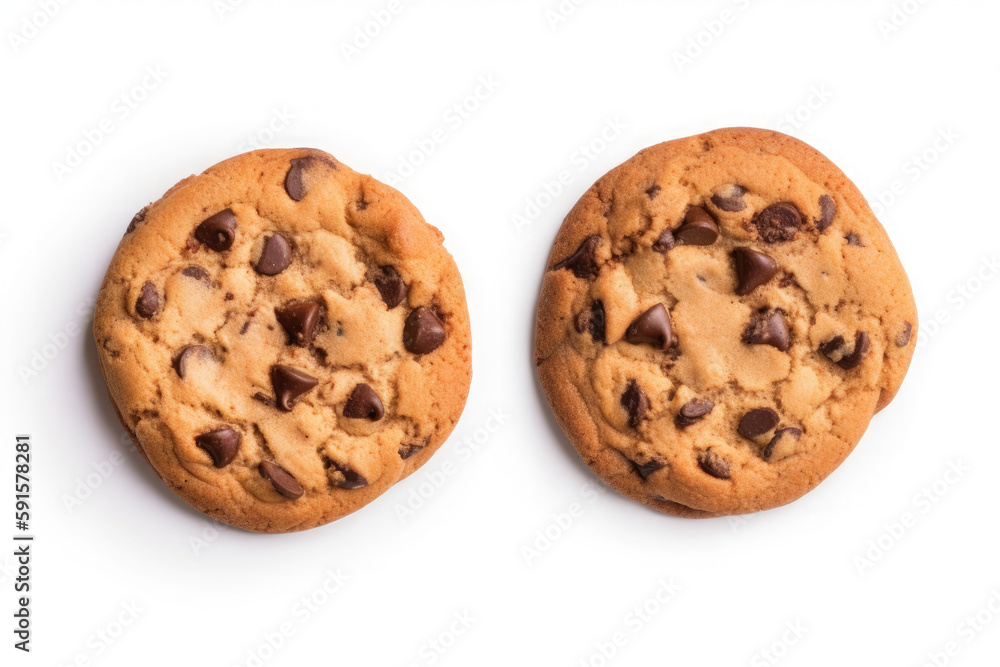 Chocolate chip cookies isolated on white background. Ai generative Chocolate chip cookies isolated on white background. Ai generative
