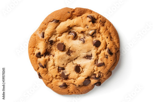 Chocolate chip cookies isolated on white background. Ai generative