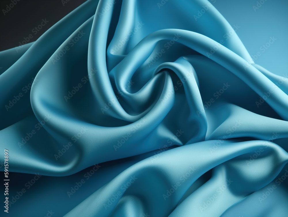 Fototapeta premium Glamouröse Seidenoase: Blauer türkiser seidiger Stoff, schimmernde Textur, luxuriöse Qualität, elegante Optik, sinnlicher Charme - Perfekt für Mode, luxuriöse Raumakzente, Generative AI 10