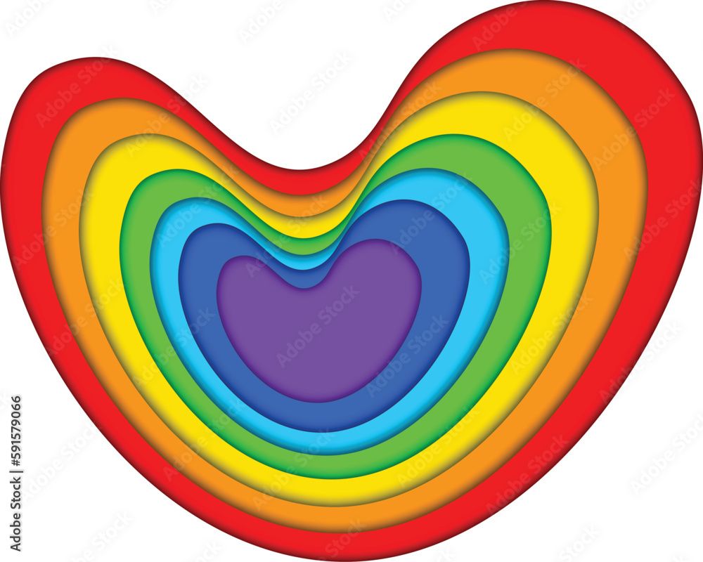 Obraz premium rainbow layered 3d heart shape vector background