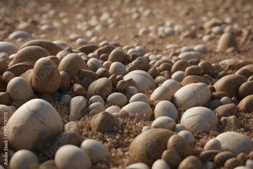 A close-up of a natural texture, such as a sand dune or pebbles on a beach, Generative AI