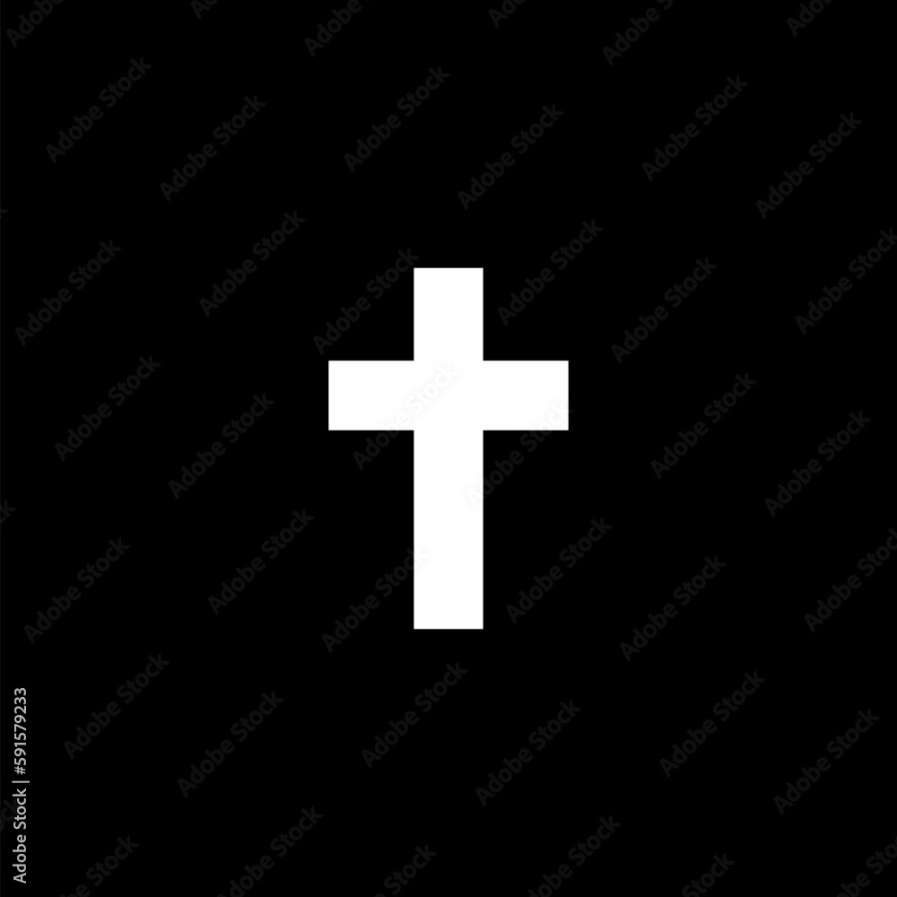 Christian cross icon. Religious cross icon isolated on black background Christian cross icon. Religious cross icon isolated on black background
