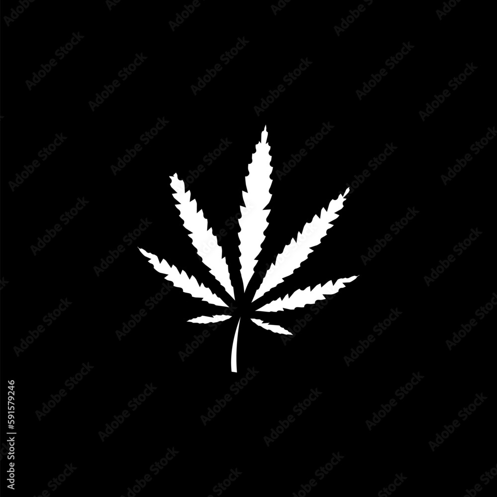Marijuana or hemp icon, cannabis medical sign, isolated on black background Marijuana or hemp icon, cannabis medical sign, isolated on black background