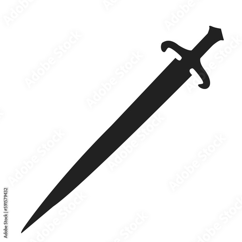 Sword silhouette. Black sword illustration.