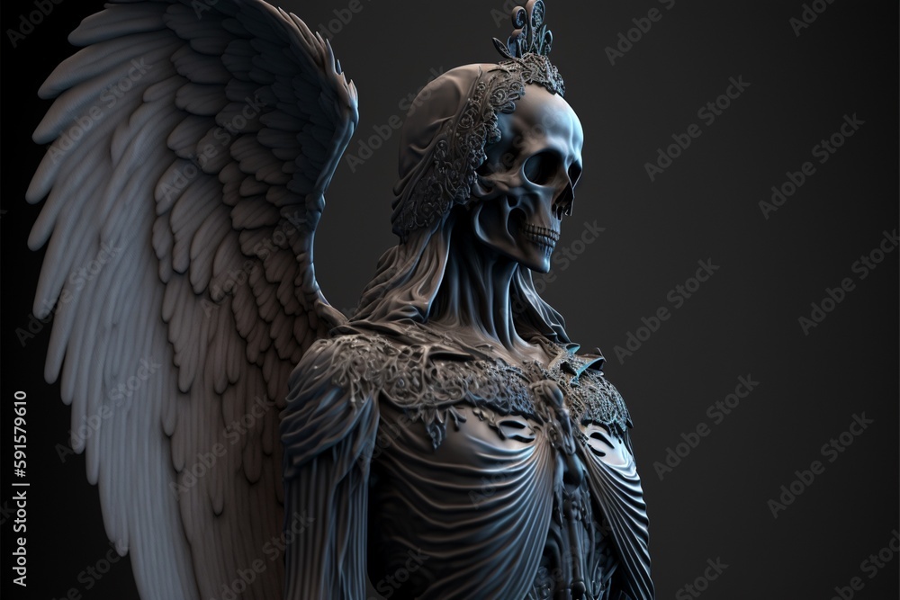 winged ghost skeleton　Generative AI
