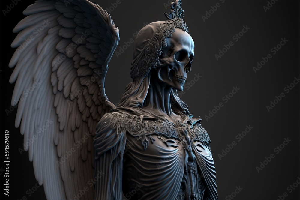 Fototapeta premium winged ghost skeleton Generative AI