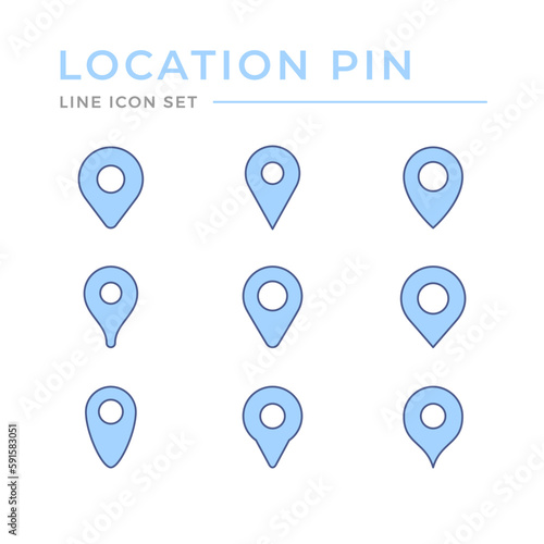 Set color line icons of location pin Free Download Set color line icons of location pin - GFXLoad