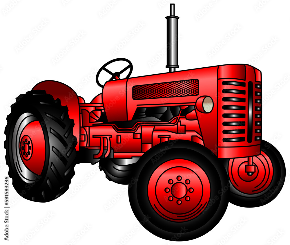 Obraz premium red tractor