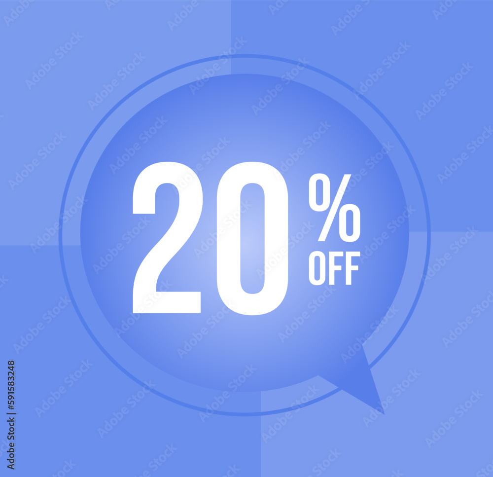 20 percent off Discount for big sales with ballon on blue background 20 percent off Discount for big sales with ballon on blue background