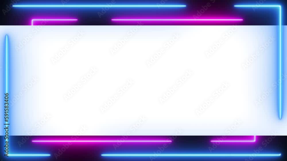 abstract rectangle frame white background with bright neon blue and pink laser lines loop animation with copy space abstract rectangle frame white background with bright neon blue and pink laser lines loop animation with copy space
