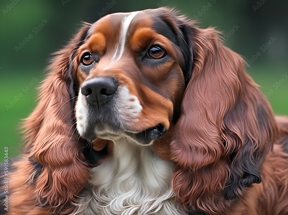 English Cocker Spaniel, hunting and gun dog breed, mammal, pet, domestic animal - AI generated, generative AI
