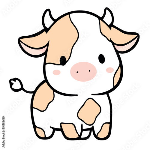 cute cow cartoon isolated on white