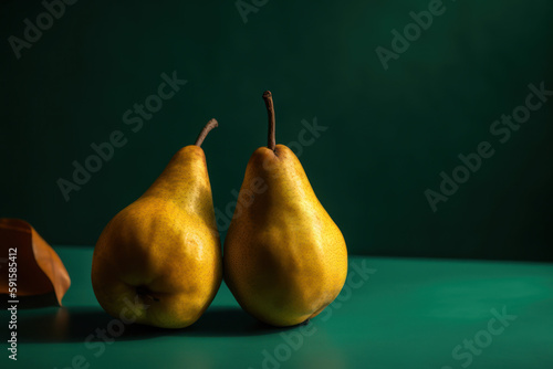 Pear, bright colorful background, generative ai, Fresh tasty fruit