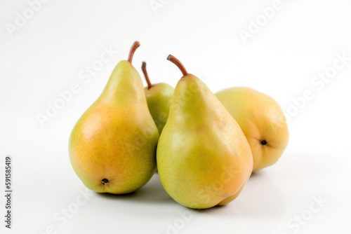 Pears on a white isolated background, generative ai, Fresh tasty fruit