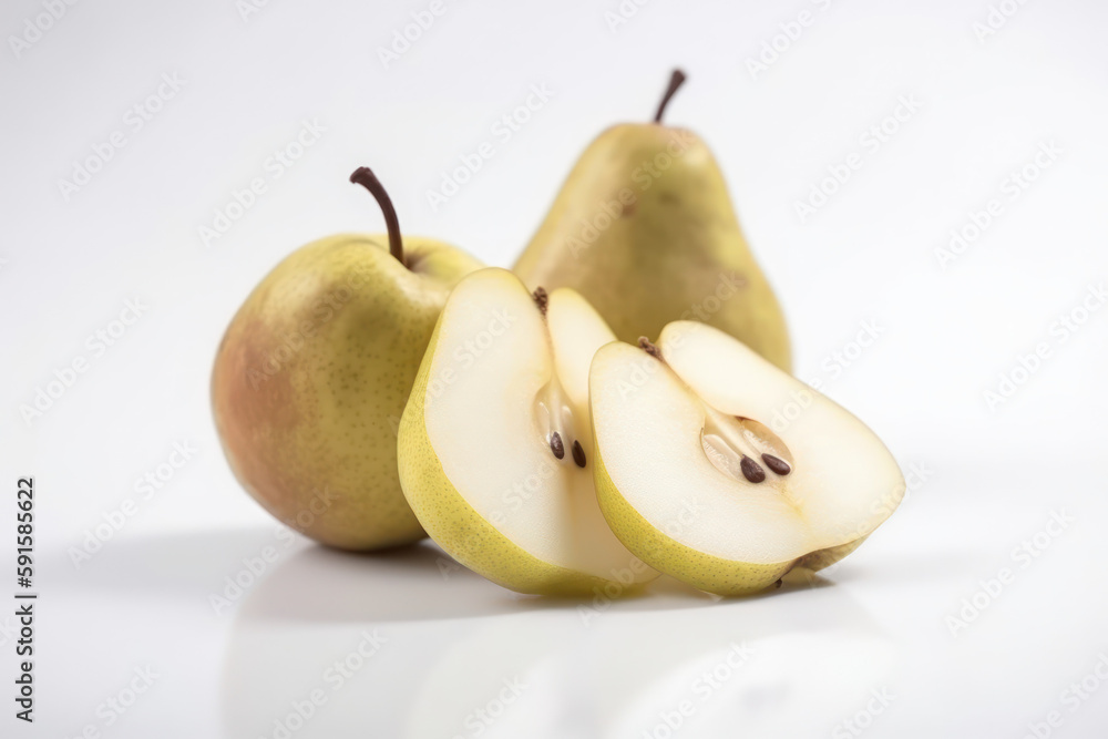 Pears on a white isolated background, generative ai, Fresh tasty fruit Pears on a white isolated background, generative ai, Fresh tasty fruit