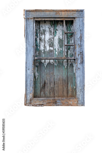 Vintage  grunge wooden window isolated on white background  Brazilian old door.