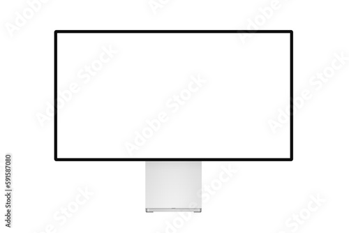 Super trendy realistic thin frame professional monitor mock up with blank white screen isolated
