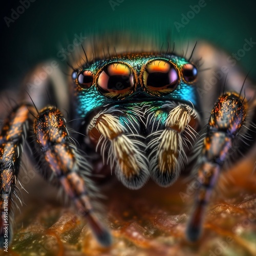 Close-Up of Jumping Spider Created with Generative AI © AI Mania