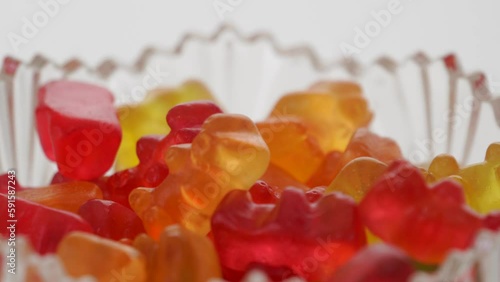 Gold bears. Animal gummy candies. Isolated on white background