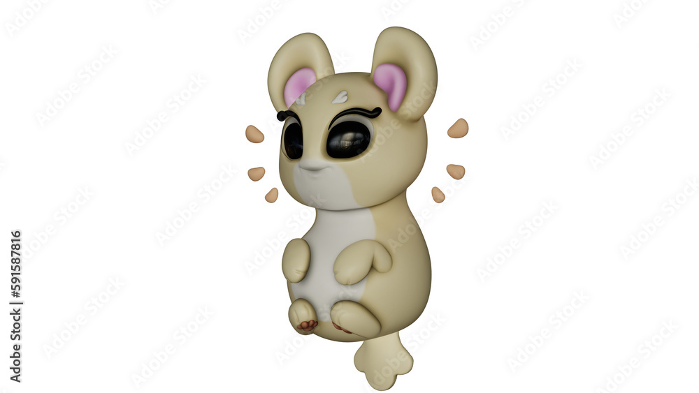 This anime animal character is cute, with big expressive eyes,