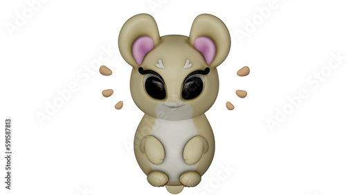 This anime animal character is cute  with big expressive eyes  a cartoonish style  and a rendered appearance. Transparent PNG image. The character captures the essence of playful design.