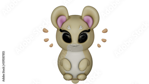 This anime animal character is cute, with big expressive eyes, a cartoonish style, and a rendered appearance. Transparent PNG image. The character captures the essence of playful design.