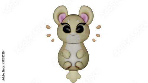 This anime animal character is cute, with big expressive eyes, a cartoonish style, and a rendered appearance. Transparent PNG image. The character captures the essence of playful design.