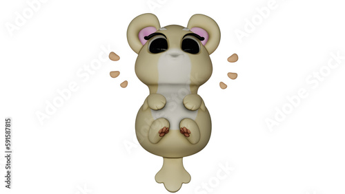 This anime animal character is cute, with big expressive eyes, a cartoonish style, and a rendered appearance. Transparent PNG image. The character captures the essence of playful design.