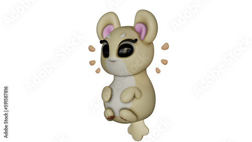This anime animal character is cute, with big expressive eyes, a cartoonish style, and a rendered appearance. Transparent PNG image. The character captures the essence of playful design.