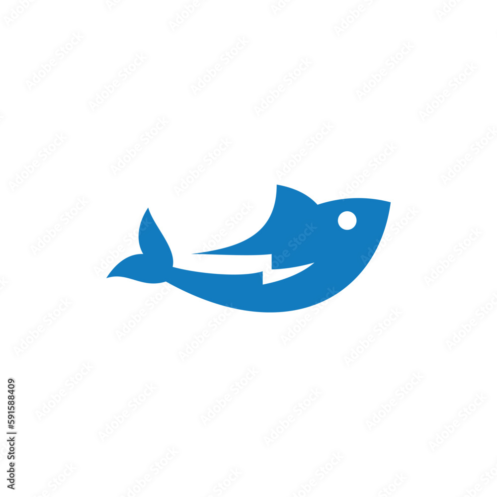 Fish simple with thunderbolt modern logo
