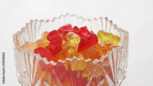 Gold bears. Animal gummy candies. Isolated on white background