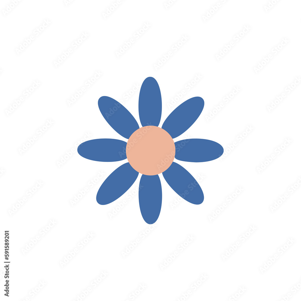 funny groovy playful flower in 60s style funny groovy playful flower in 60s style