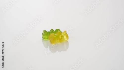 Gold bears. Animal gummy candies. Isolated on white background