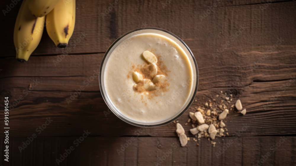 Fresh Banana Smoothie on a Rustic Table Fresh Banana Smoothie on a Rustic Table