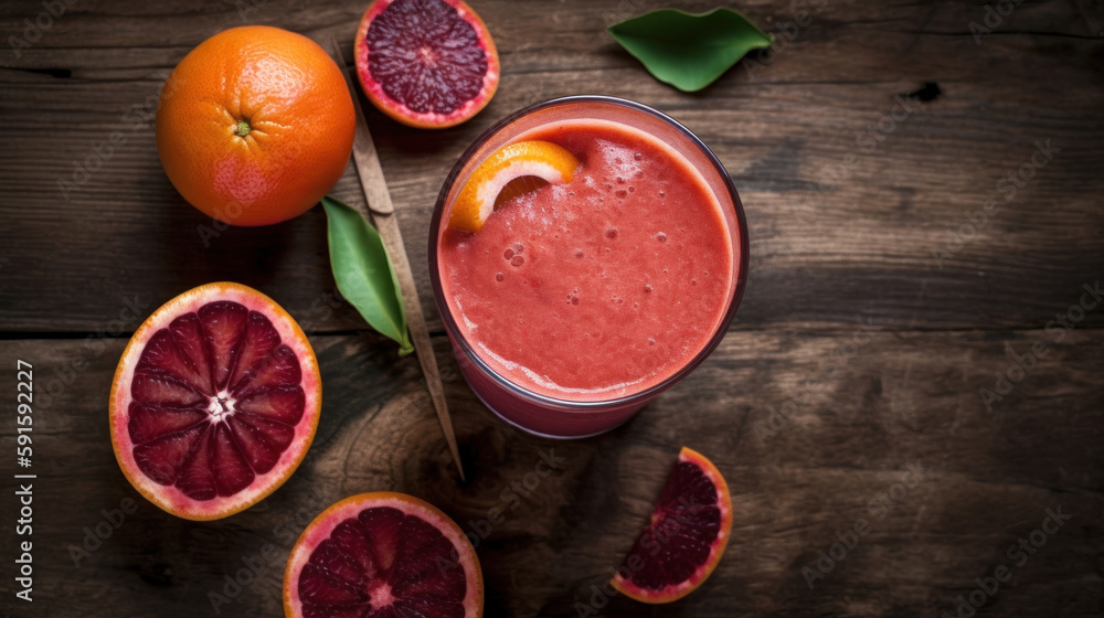 Fresh Blood Orange Smoothie on a Rustic Table Fresh Blood Orange Smoothie on a Rustic Table
