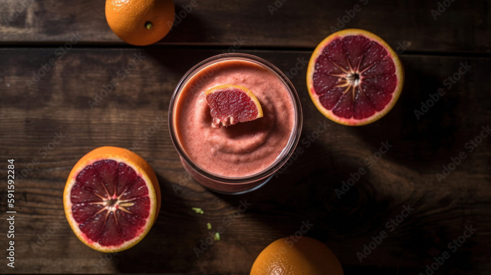 Fresh Blood Orange Smoothie on a Rustic Table Fresh Blood Orange Smoothie on a Rustic Table