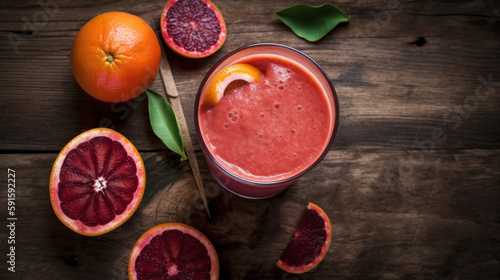 Fresh Blood Orange Smoothie on a Rustic Table