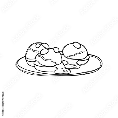 Eggs benedict or eggs florentine. Vector hand drawn illustration.