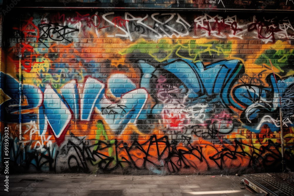 graffiti on the wall created with Generative AI technology graffiti on the wall created with Generative AI technology