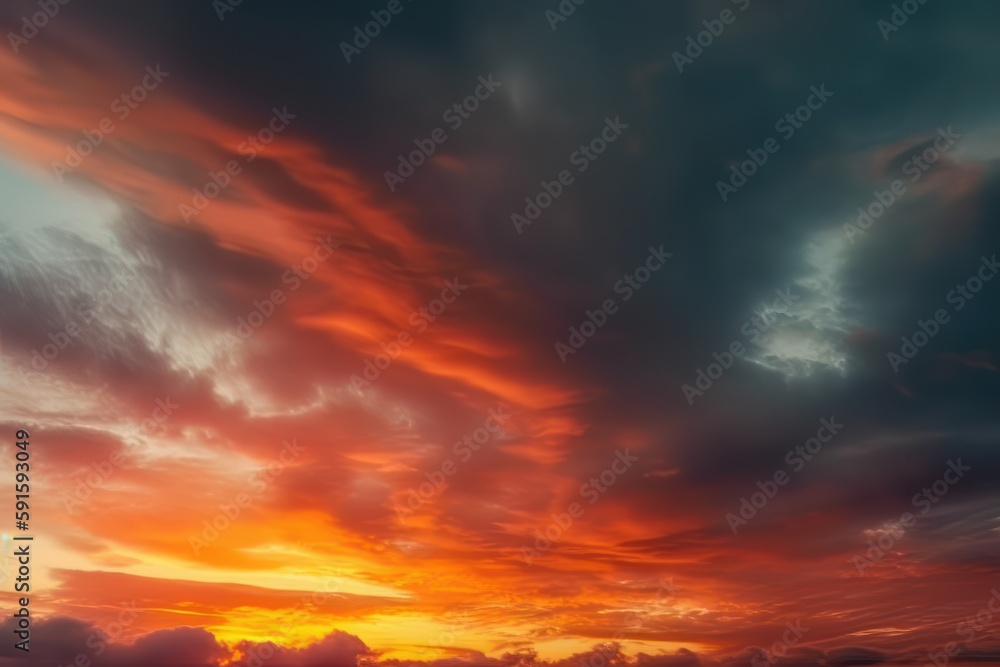 Fototapeta premium the sunset is above a field, in the style of colorful turbulence, dark turquoise and red