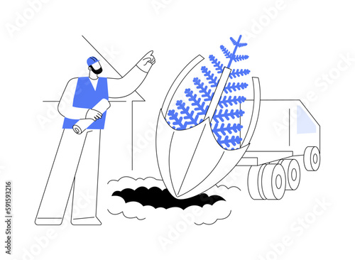 Transplanting trees abstract concept vector illustration.