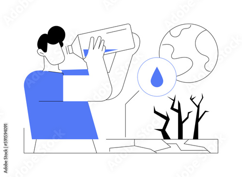 Lack of drinking water abstract concept vector illustration.