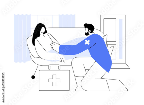 Out-of-hospital acute care abstract concept vector illustration.