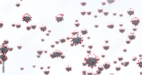 Covid-19 cells against white background