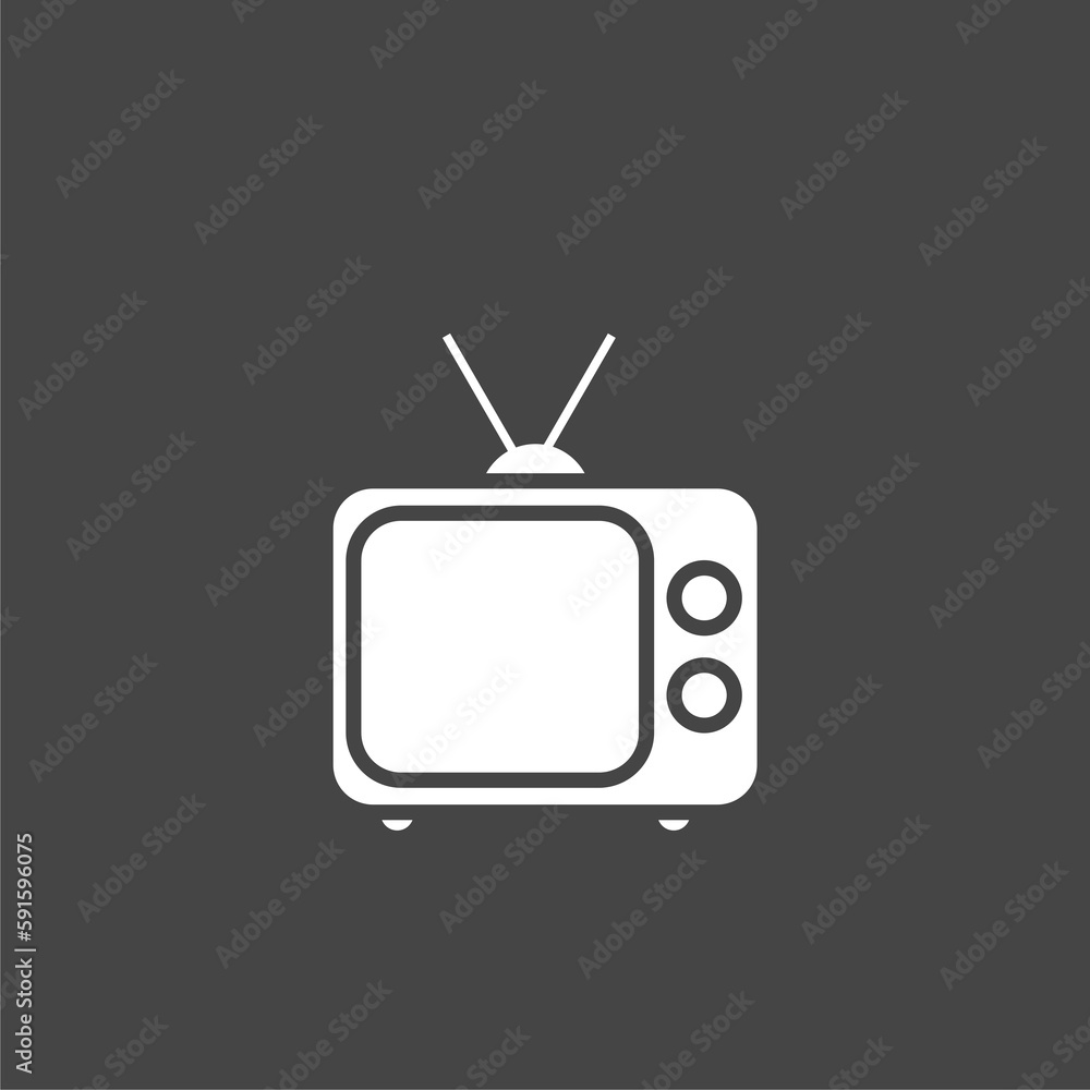 Simple illustration of old tv icon isolated on black background Simple illustration of old tv icon isolated on black background