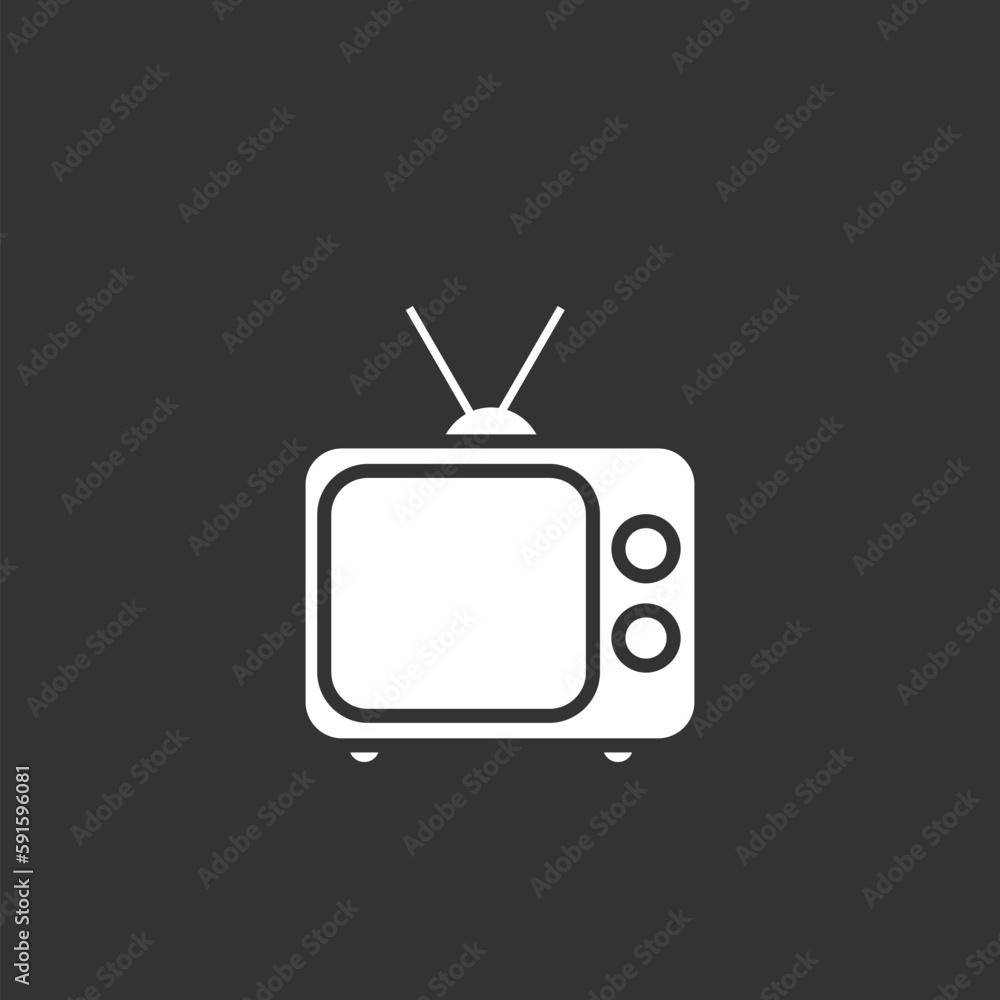 Simple illustration of old tv icon isolated on black background Simple illustration of old tv icon isolated on black background