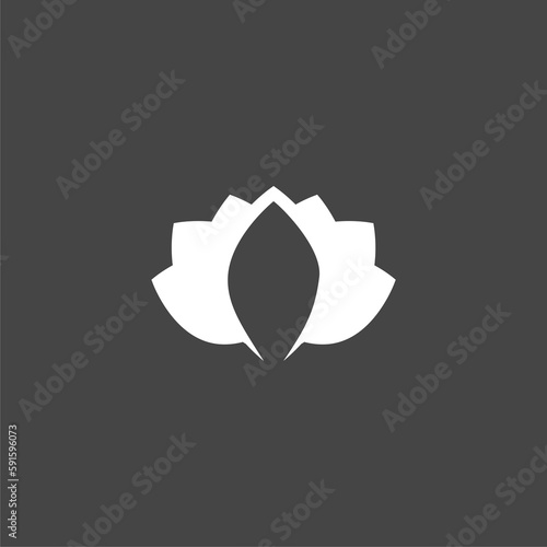 Buddhism religion lotus symbol, icon isolated on black background photo