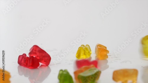 Gold bears. Animal gummy candies. Isolated on white background