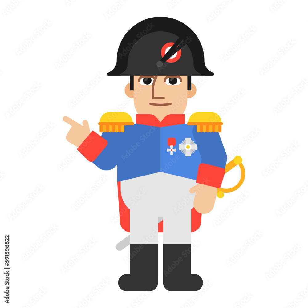 Napoleon Bonaparte pointing finger at. Funny character Napoleon Bonaparte pointing finger at. Funny character