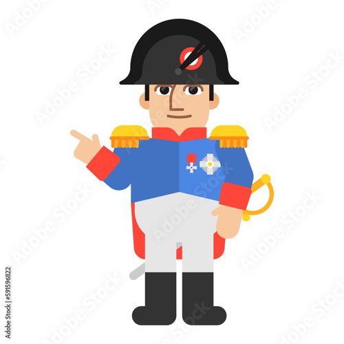 Napoleon Bonaparte pointing finger at. Funny character
